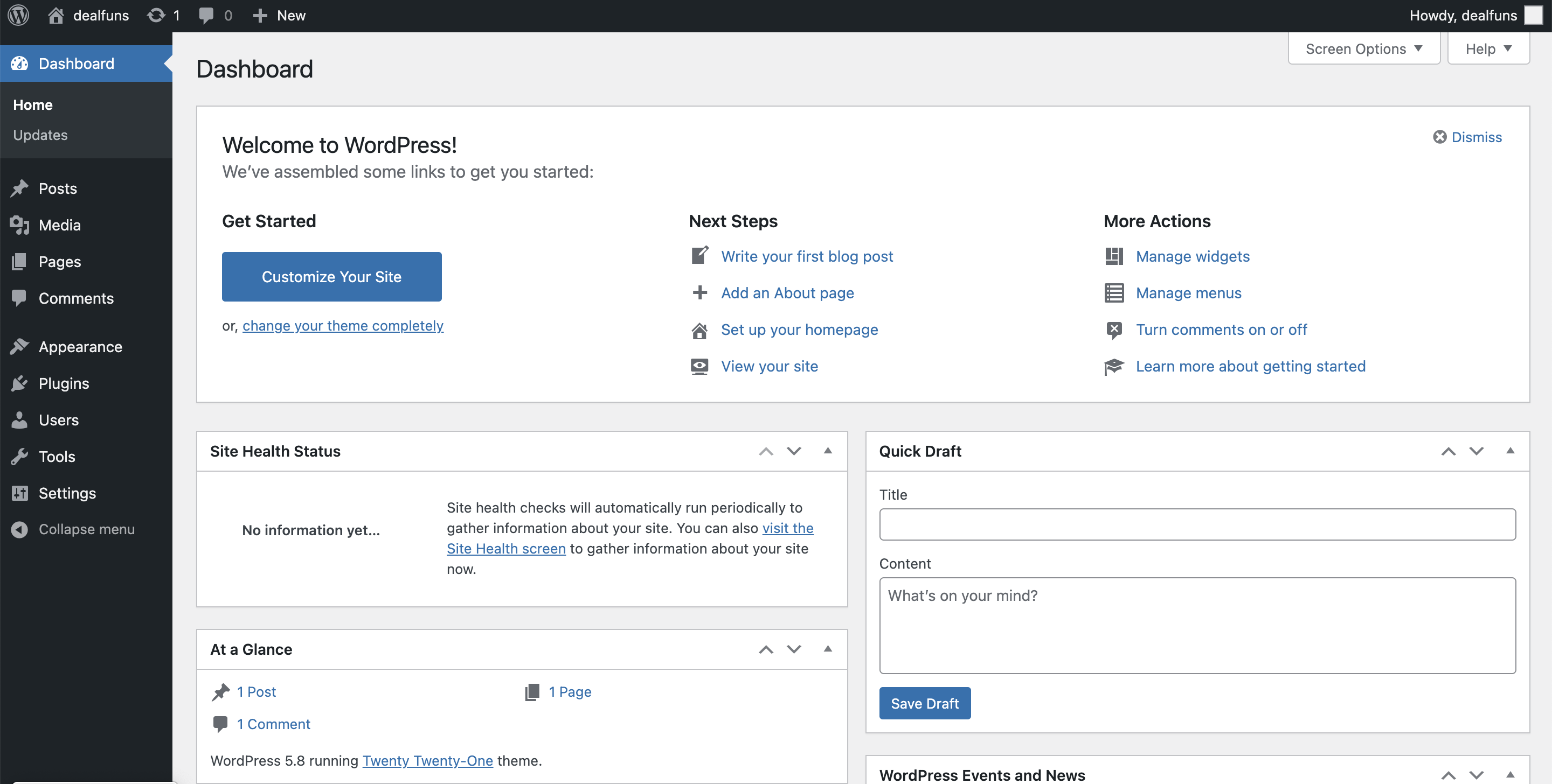 wordpress success page