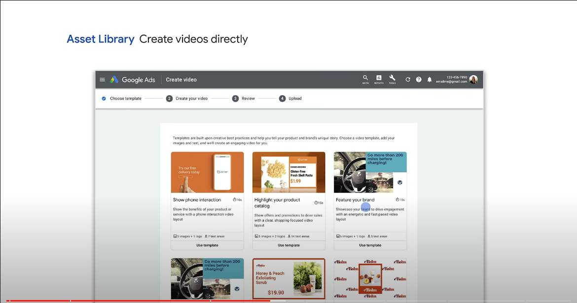 Google 广告的视频模板创建视频创意的能力