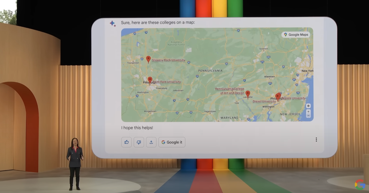 Google IO 2023 Bard 出现的地点 show in Google Map