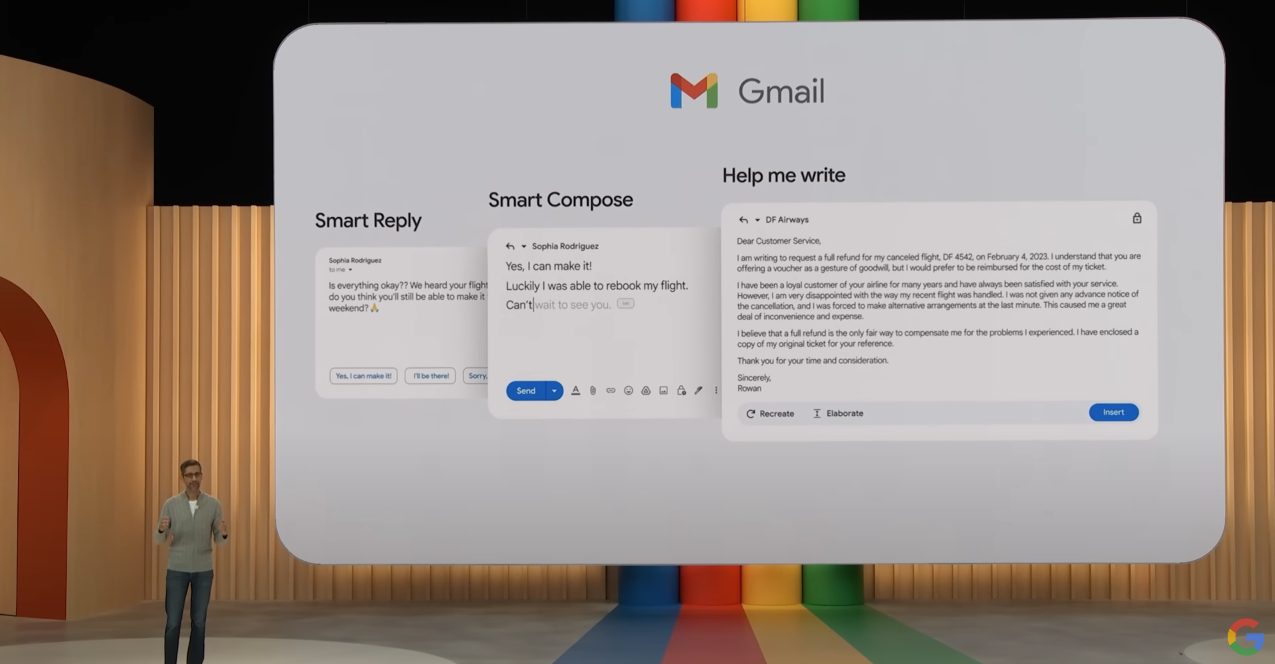 Google IO 2023 Gmail Help me write AIGC content